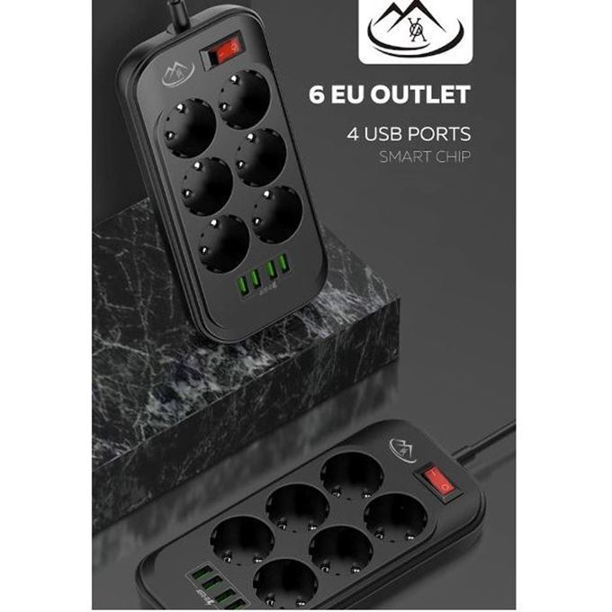 Picture of Power Strip - 6 Sockets - 4 USB Fast Charge